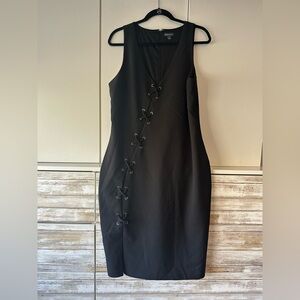 BOLD elements Black Midi Dress with Lace Detail